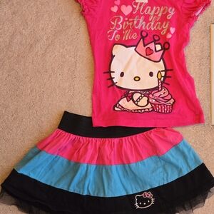 Hello Kitty Pink and Blue Skirt Set